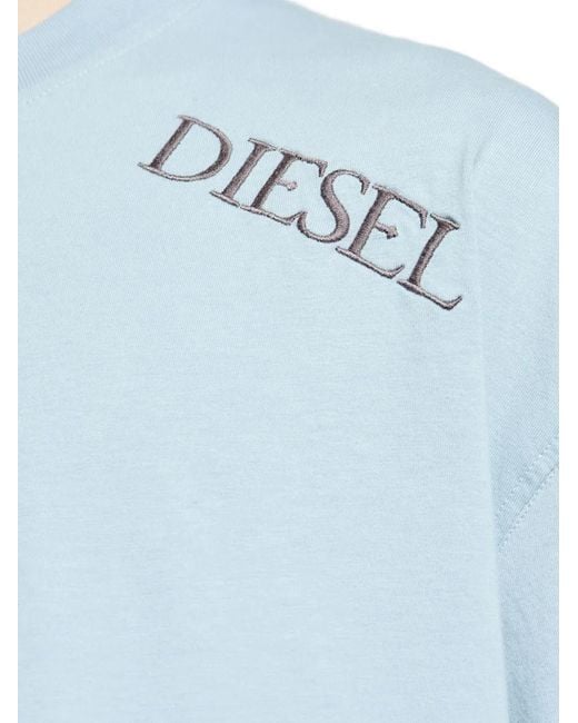 DIESEL Blue Embroidered-Logo T-Shirt for men