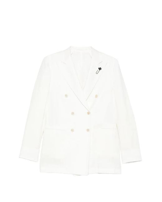 Lardini White Double-Breasted Blazer