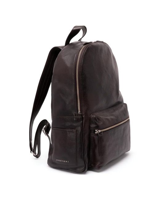 Orciani Black Lagoon Leather Backpack for men
