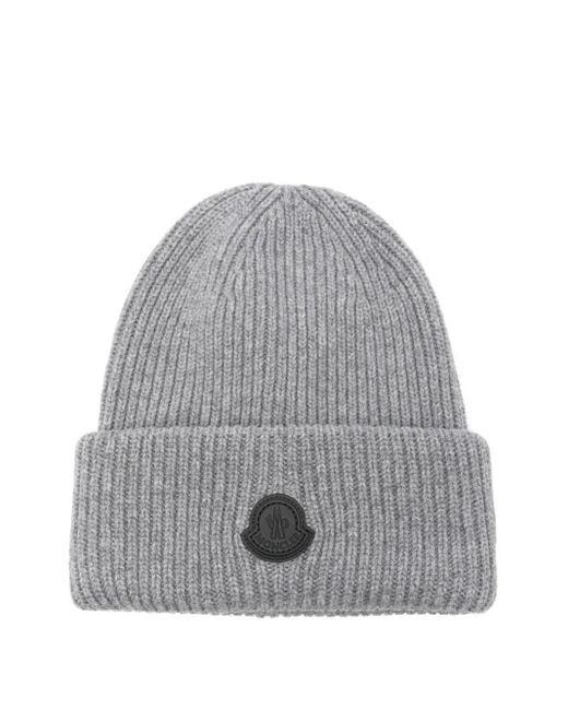 Berretto Con Applicazione Logo di Moncler in Gray da Uomo
