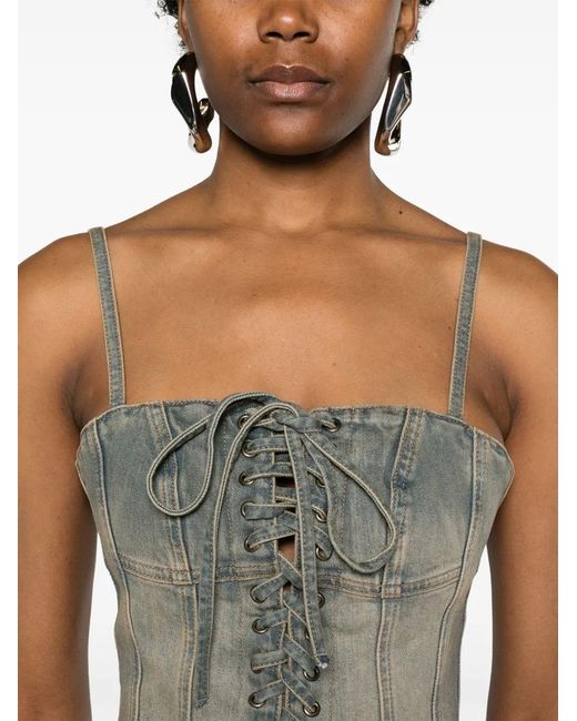 M I S B H V Gray Lara Denim Corset Top