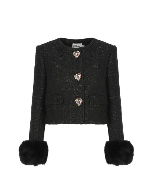 Self-Portrait Black Metallic-Thread Tweed Jacket