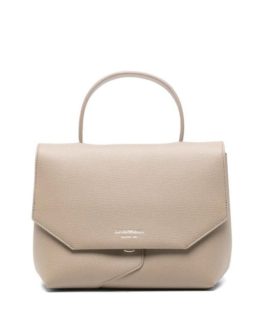 Emporio Armani Natural Grained-Leather Tote Bag