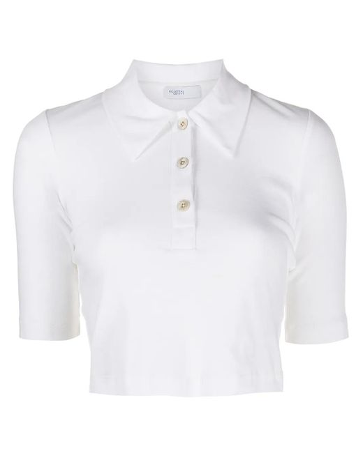 Rosetta Getty Cropped Poloshirt in het White