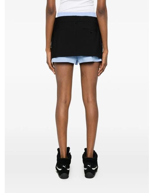 Alexander Wang Black Layered Pleated Skorts