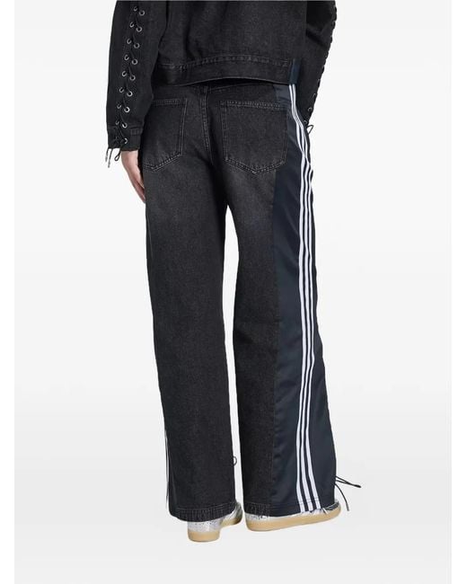 Adidas Black Lace-Up Striped Trousers