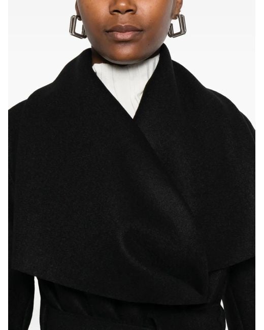 Harris Wharf London Black Wrap-Front Belted Coat