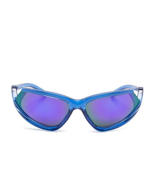 Balenciaga Blue Shield-frame Mirrored Sunglasses
