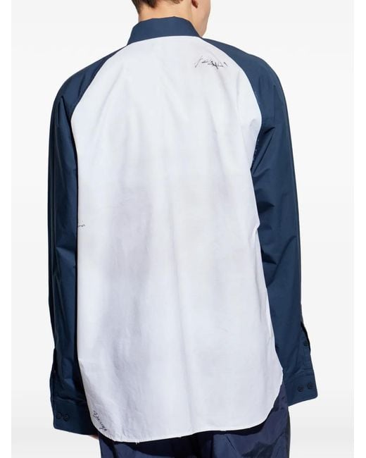 Balenciaga Blue Long-Sleeve Logo Shirt for men