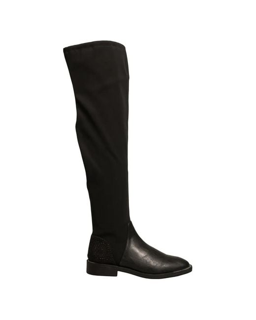 My Twin Black Rhinestone-Embellished Over-The-Knee Boots
