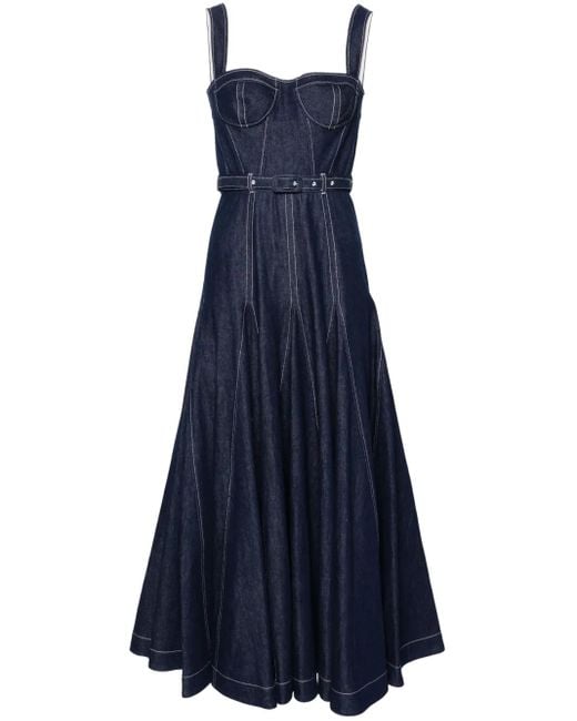 Huishan Zhang Blue Huang Midi Denim Dress