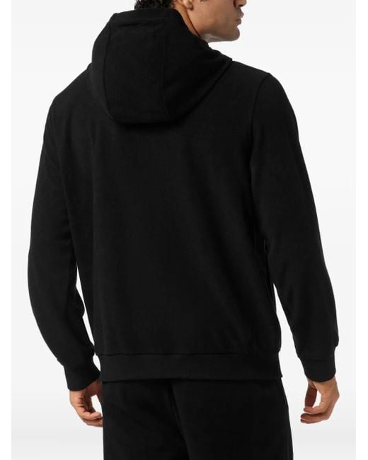 Philipp Plein Black Sponge Hoodie Sweatjacket for men