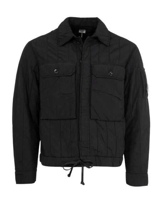 C P Company Gewatteerd Jack Met Lens-Detail in het Black voor heren