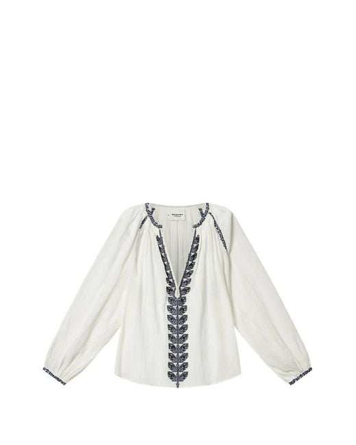 Isabel Marant White Lena Ecru Cotton T-Shirts Tops
