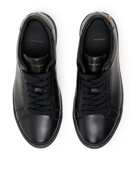 Anine Bing Black Liane Low-Top Sneakers
