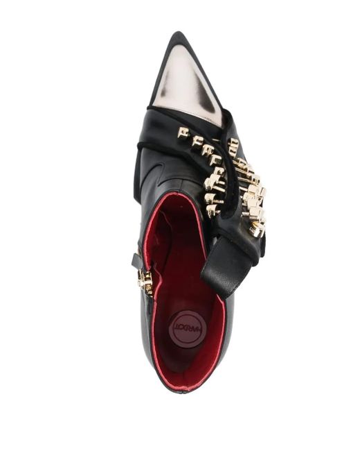 HARDOT Black Stud-Embellished Ankle Boots