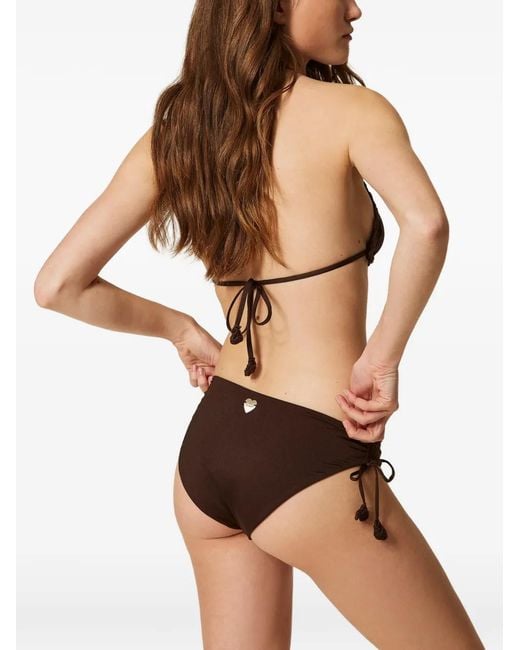Twinset Brown Bikini Bottoms With Crochet Detail