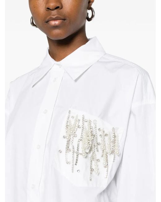 Essentiel Antwerp White Embellished Pocket Shirt