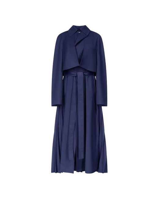 FFORME Blue Lennox Pleated Trench Coat