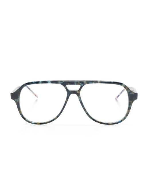 Thom Browne Blue Pilot-Frame Glasses