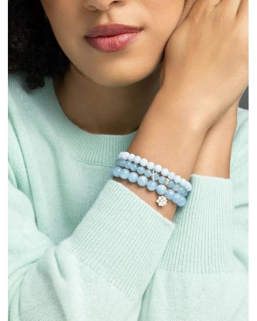Sydney Evan Metallic Aquamarine Cross Charm Bracelet