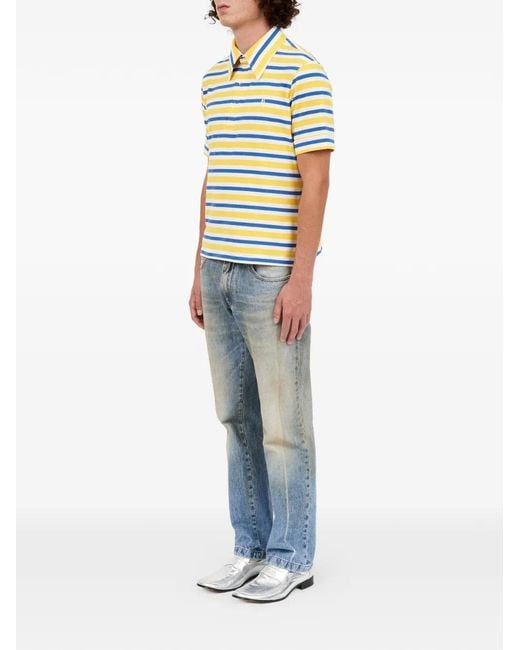 MM6 by Maison Margiela Yellow Striped Short-Sleeve Polo Shirt for men