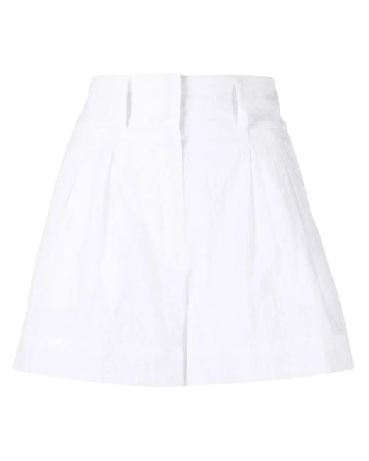 Shiatzy Chen White High-Waisted Chino Shorts