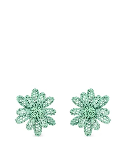 Oscar de la Renta Green Flower Earrings