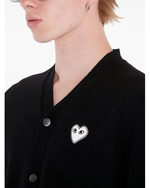 COMME DES GARÇONS PLAY Black Heart-Patch Wool Cardigan