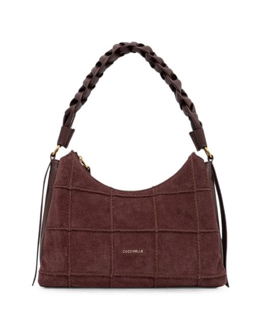 Coccinelle Purple Quilted Braided-Handle Shoulder Bag