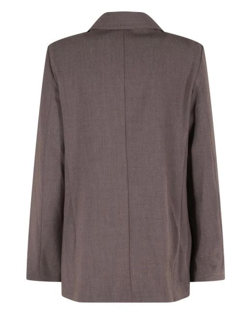 Myths Brown Double-Breasted Patch-Pocket Blazer
