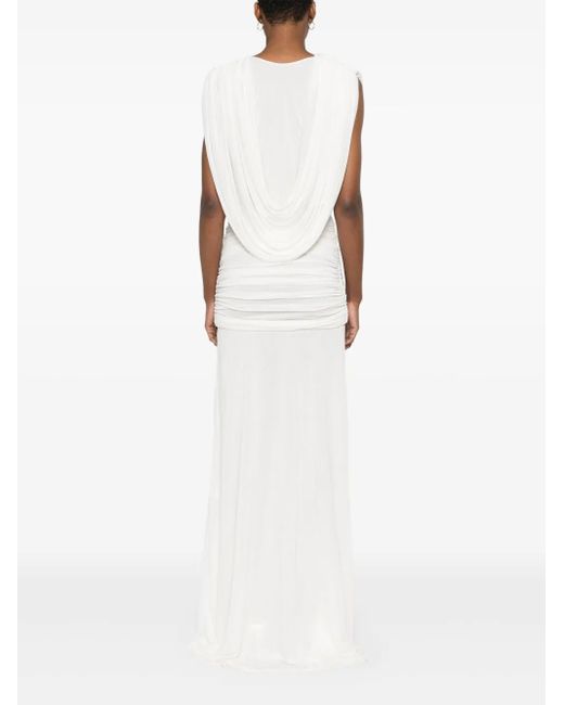 Christopher Esber White Ripple Draped Maxi Dress