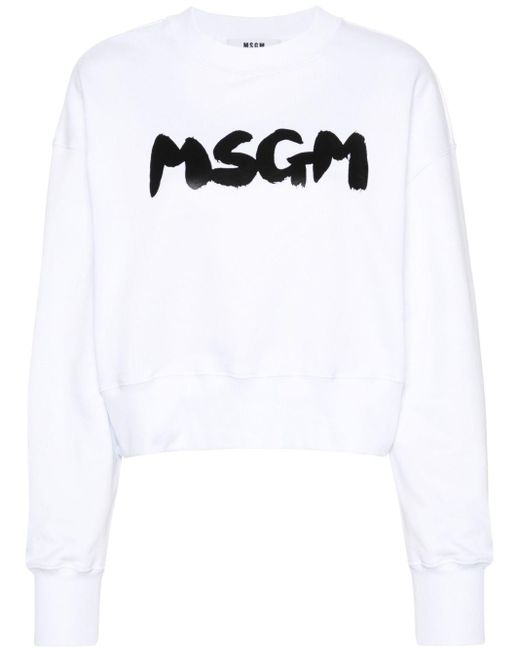 MSGM Black Logo-print Jersey Sweatshirt