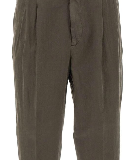 PT Torino Gray Flap-Pocket Tailored Trousers for men