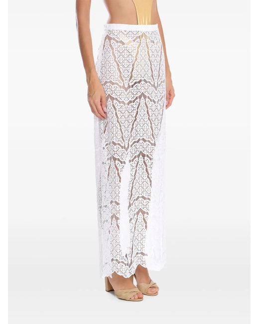 Amir Slama White X Jade Picon Lace Maxi Skirt