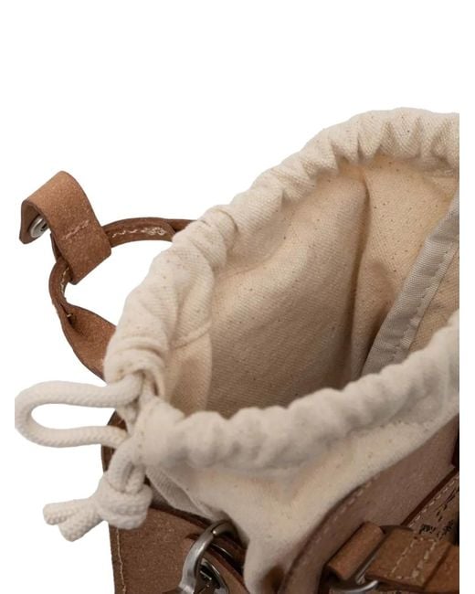 Doughnut Brown Macaroon Tiny Bucket Buckle-Detail Logo-Print Mini Messenger Bag