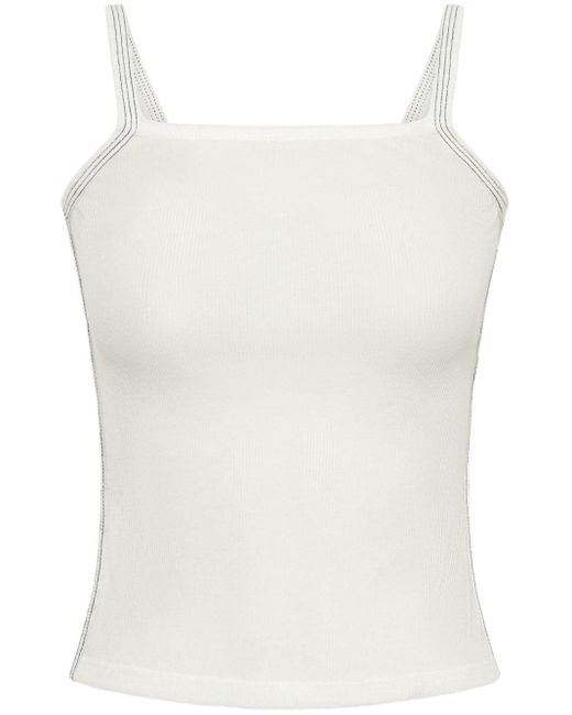 Dion Lee White Contrast-stitching Scoop-neck Tank Top