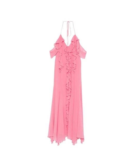 Blumarine Pink Ruffled Halter Dress