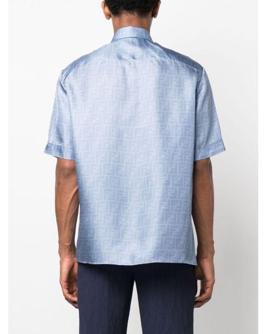 Fendi T-shirt Met Ff-logoprint in het Blue voor heren