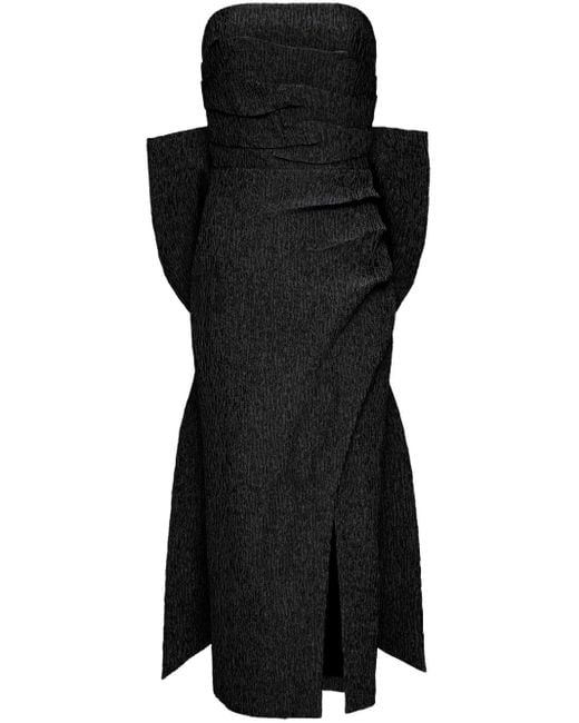 Rebecca Vallance Black Helene Oversize-bow Strapless Midi Dress