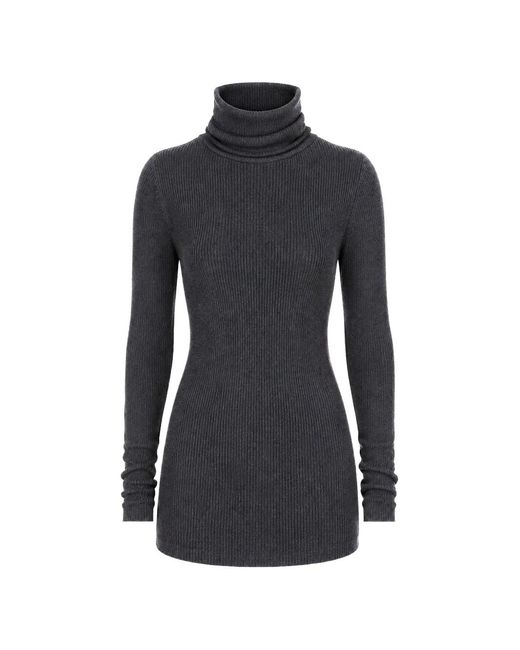 Rick Owens Blue Ls Tube Ribbed-Knit Turtleneck Sweater
