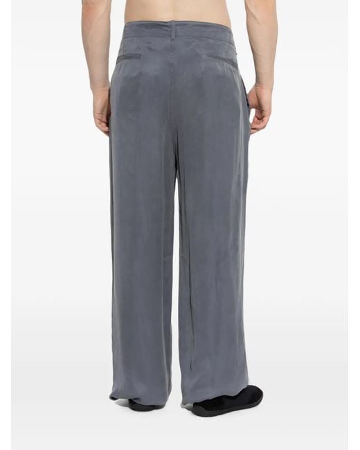 Giorgio Armani Gray Flat-Front Wide-Leg Trousers for men