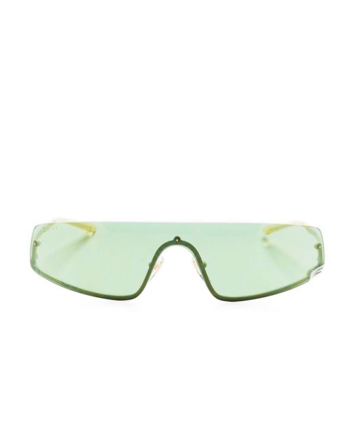 Gucci Green Square G Sonnenbrille mit Shield-Gestell