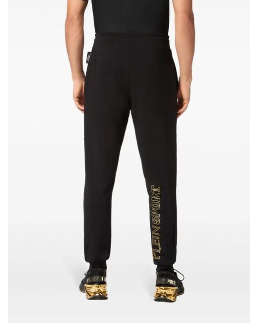 Philipp Plein Black Scratch-Print Track Pants for men