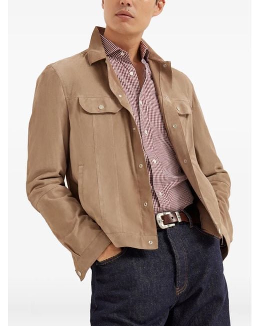 メンズ Brunello Cucinelli チェック シャツ Purple
