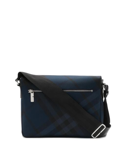 Burberry Blue Grid Messenger Bag for men