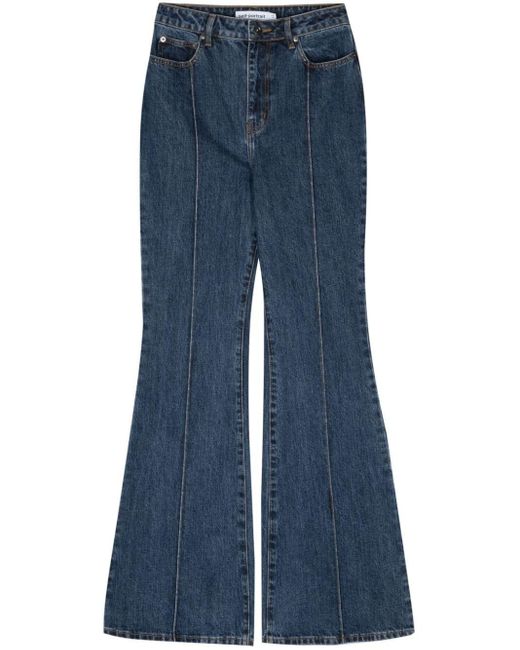 Self-Portrait Blue Mid-rise Bootcut Jeans