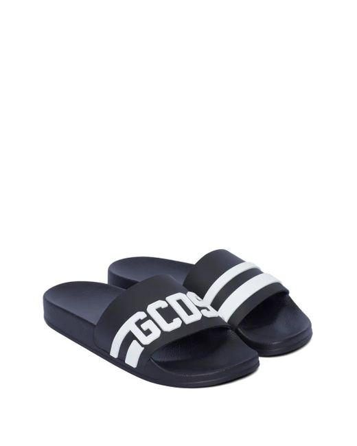 Gcds Blue Logo-Embossed Pool Slides for men