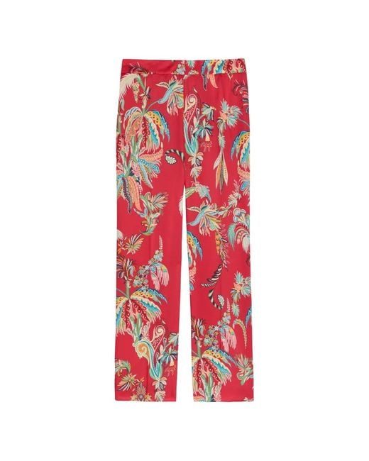 Etro Red Graphic-Print Straight-Leg Trousers