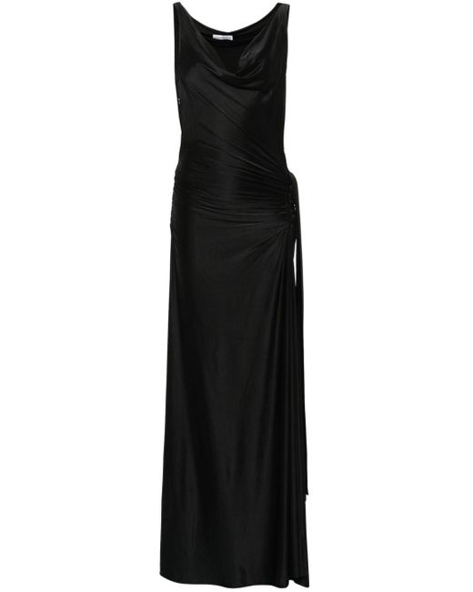 Rabanne Black Gathered Sleeveless Maxi Dress